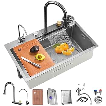 Ribanedy 26.8-inch Gun Gray Nano Kitchen Sink 304 Stainless